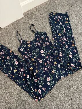 Market & Spruce Navy Floral Jumpsuit